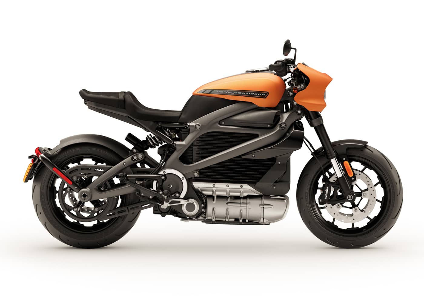 moto électrique orange harley davidson